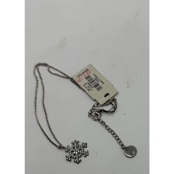 Talbots Snowflake Necklace Silver Tone Crystal‎ Pendant Holiday Jewelry New Tags - Picture 6 of 8